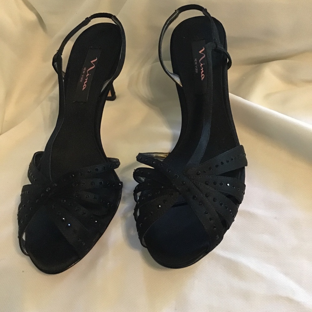 Nina Caroly Heels Open Toe Kitten Heel Size 9